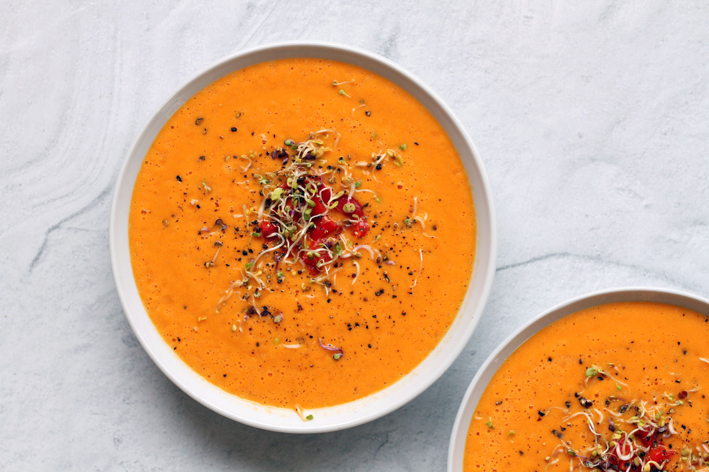 Easy Roasted Red Pepper Soup by Active Vegetarian