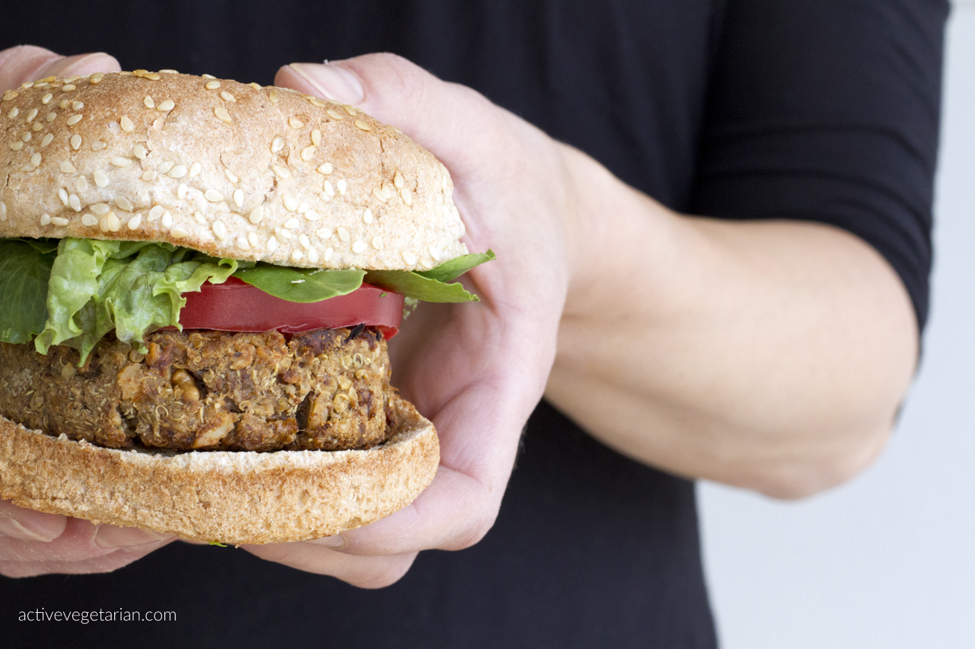 A healthy homemade vegan burger that is high in protein.