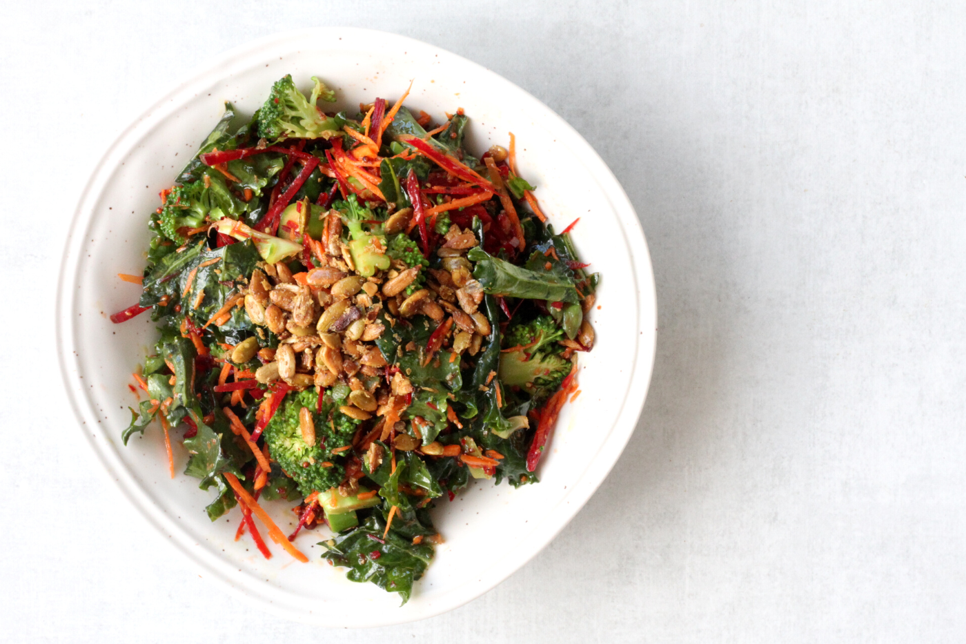 Broccoli Kale Salad with Maple Mustard Dressing