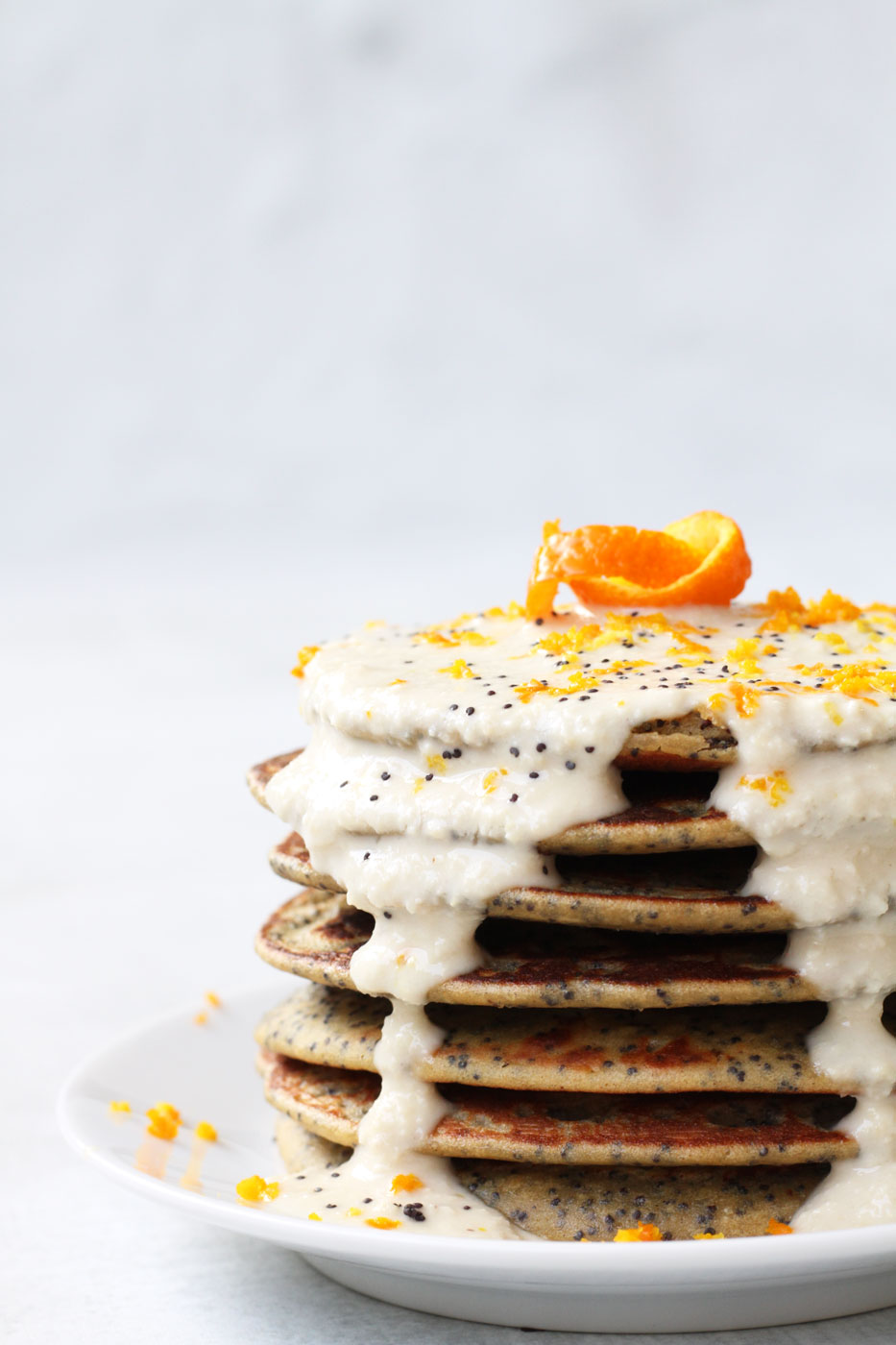 Vegan Orange Poppyseed Quinoa Pancakes - high in plant-based protein